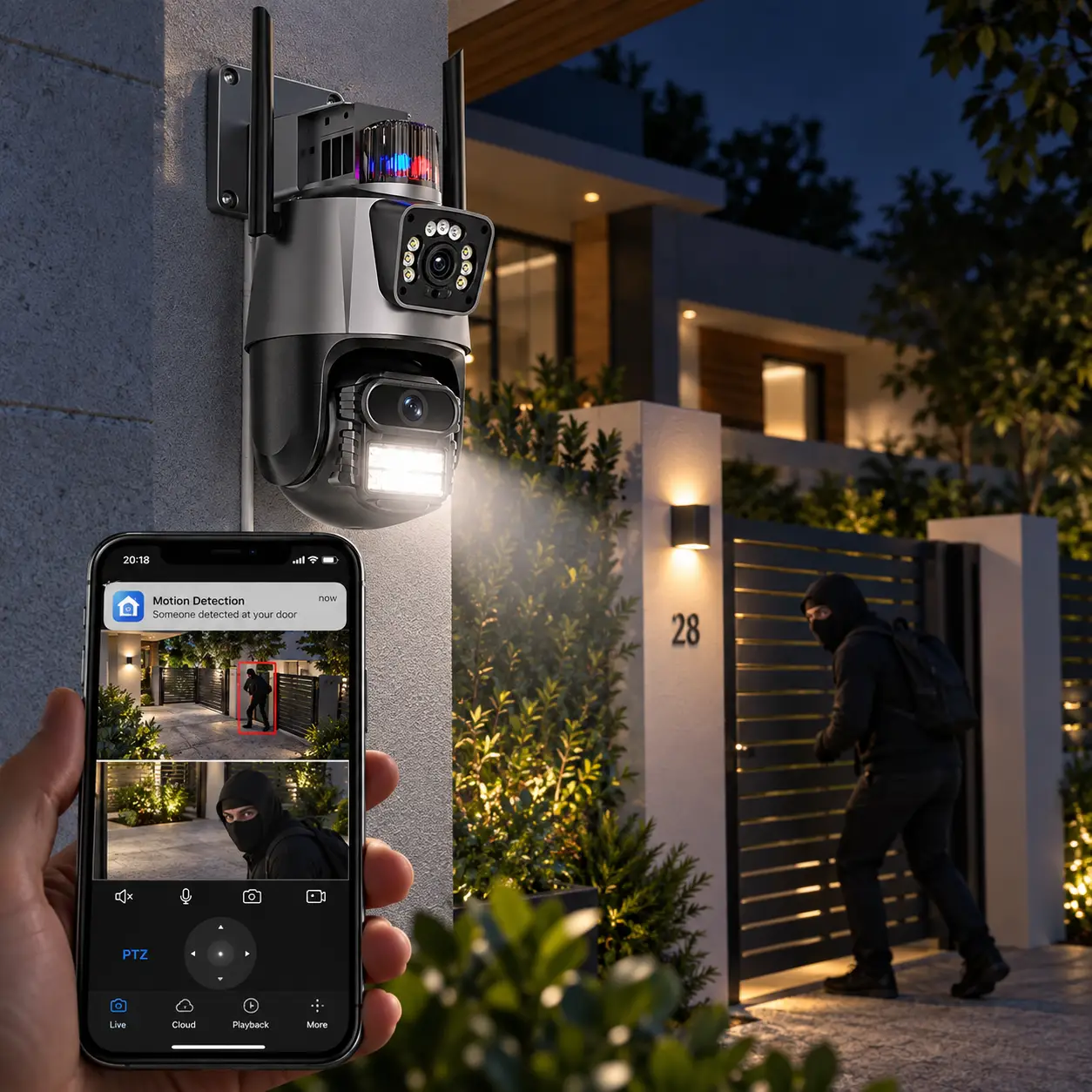 Dual Lens WiFi PTZ Kamera 12MP - Image 2
