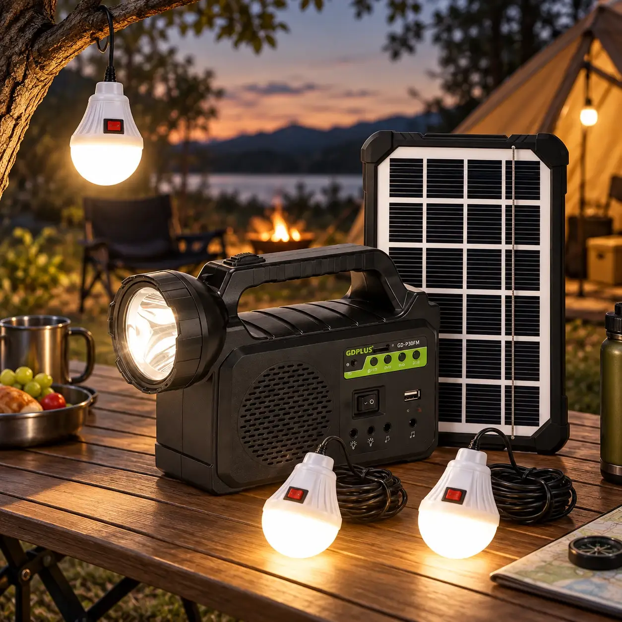 Solarni Set 5u1 Punjač, Radio, Zvučnik, Svjetlo,Prenosna Baterija - Image 3