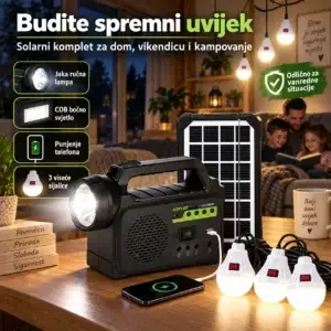 Solarni Set 5u1 Punjač, Radio, Zvučnik, Svjetlo,Prenosna Baterija
